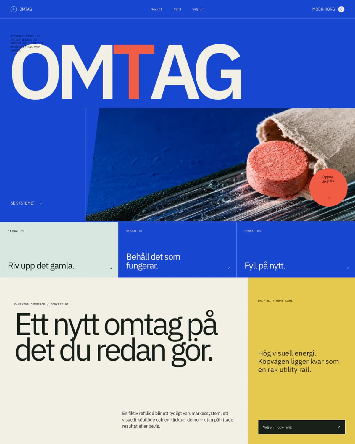 OMTAG, fiktiv konceptdemo för e-handel och refill
