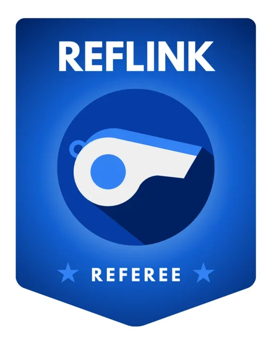 Reflinks befintliga blå visselpipesköld